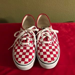Red checkered Vans. Excellent condition.